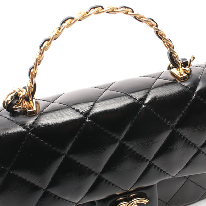 マトラッセ トップハンドル チェーンショルダーバッグ レザー ブラック ゴールド金具 2WAY シャネル バッグ CHANEL