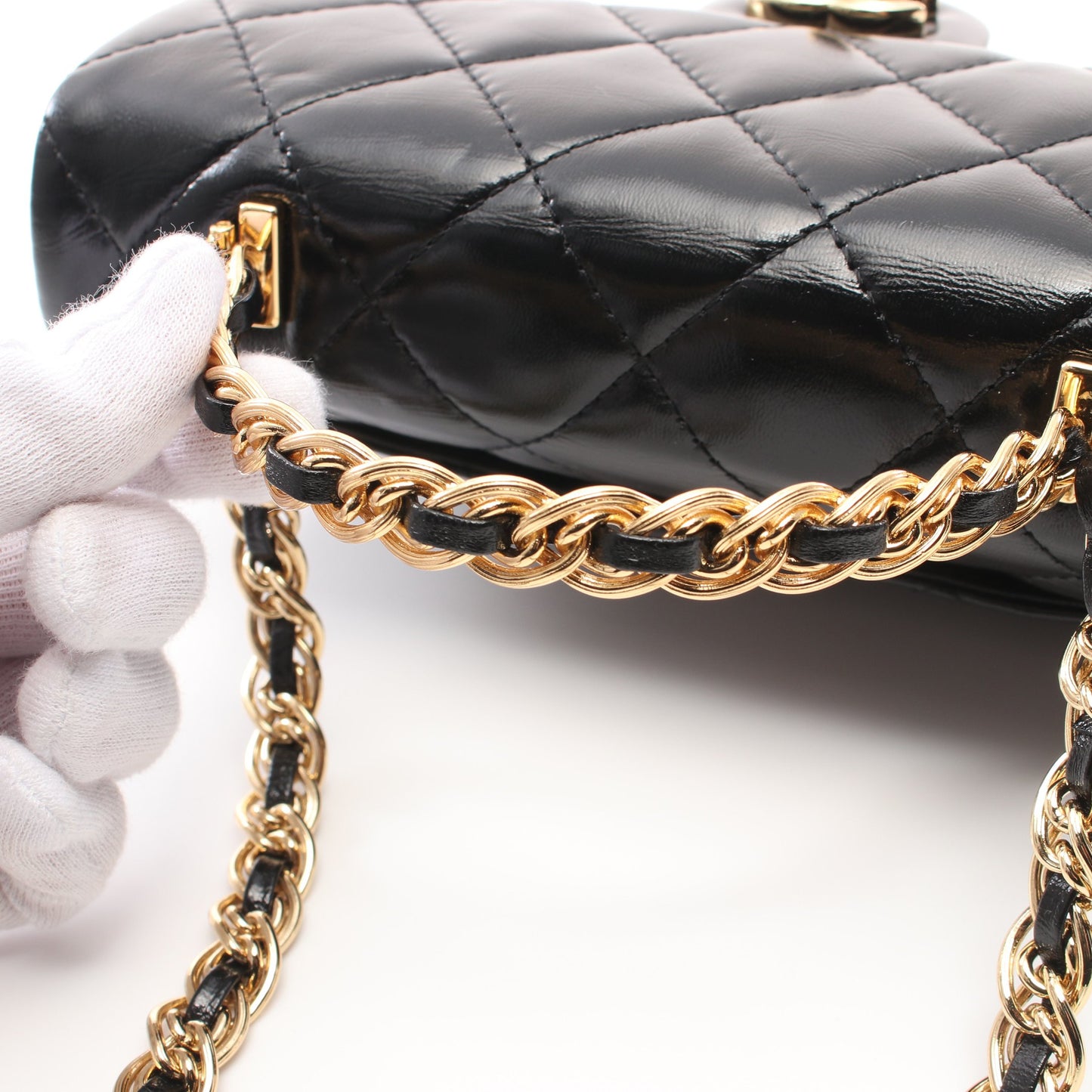 マトラッセ トップハンドル チェーンショルダーバッグ レザー ブラック ゴールド金具 2WAY シャネル バッグ CHANEL