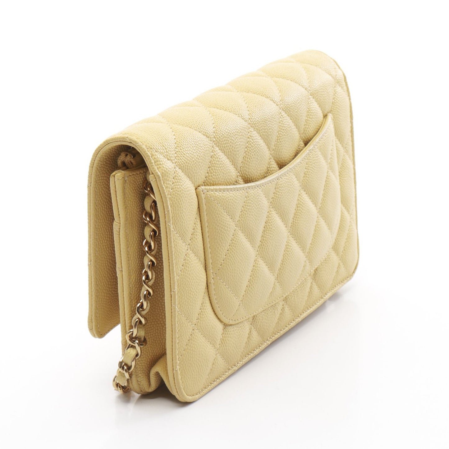 マトラッセ チェーンウォレット キャビアスキン ライトイエロー ゴールド金具 シャネル バッグ CHANEL