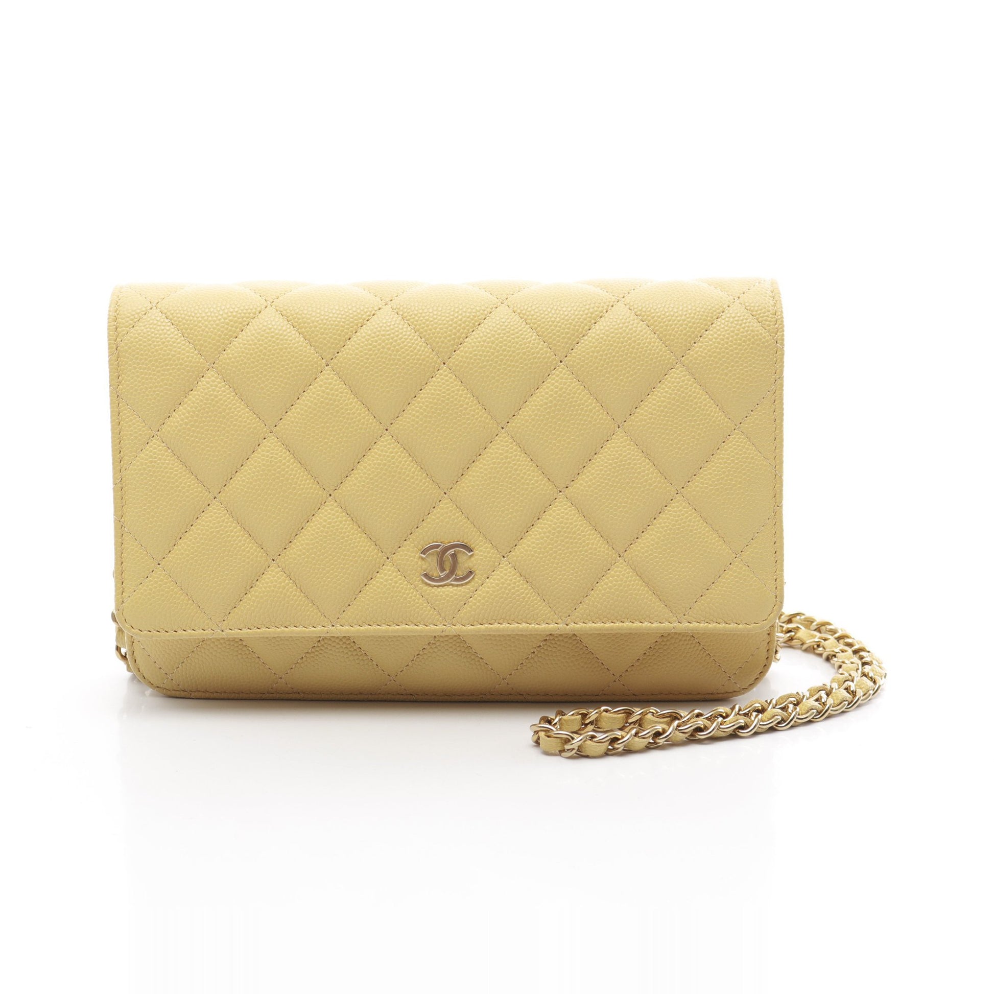 マトラッセ チェーンウォレット キャビアスキン ライトイエロー ゴールド金具 シャネル バッグ CHANEL