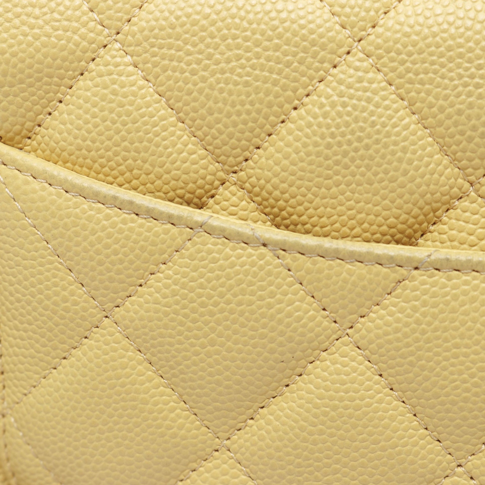 マトラッセ チェーンウォレット キャビアスキン ライトイエロー ゴールド金具 シャネル バッグ CHANEL