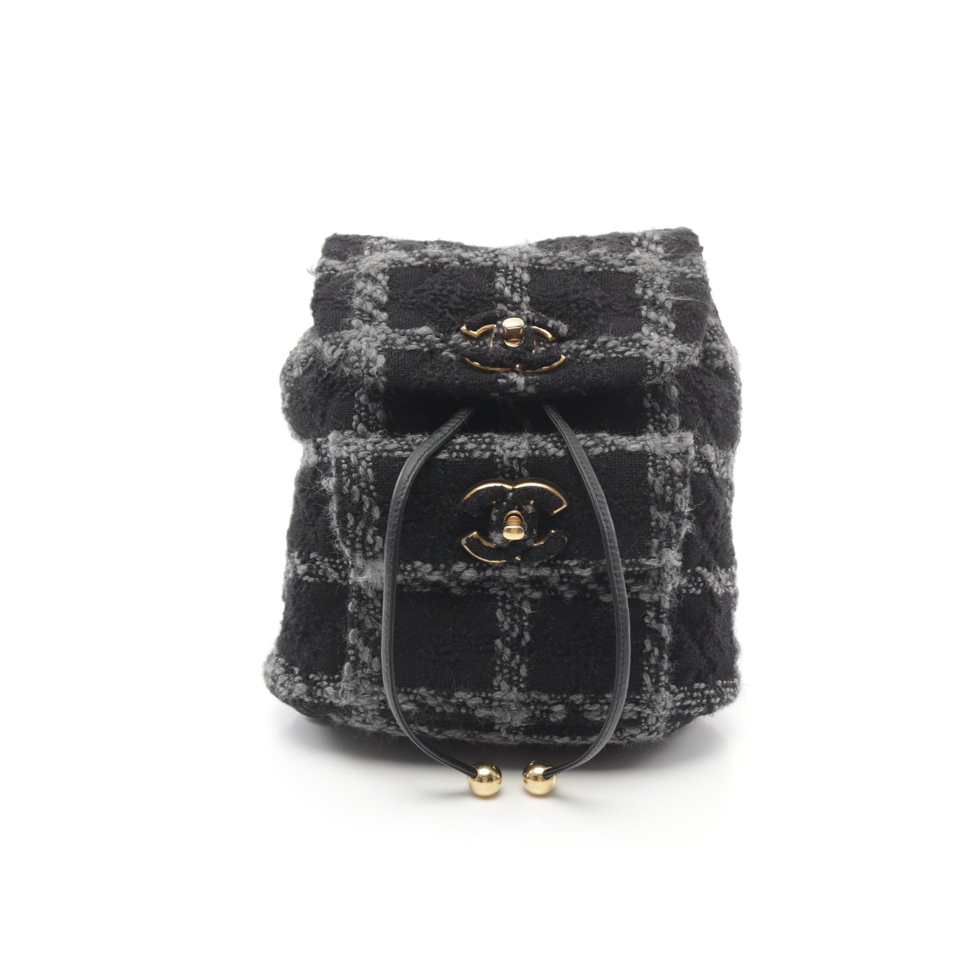 ココマーク バックパック リュックサック ツイード ブラック グレー ゴールド金具 シャネル バッグ CHANEL
