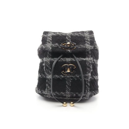 ココマーク バックパック リュックサック ツイード ブラック グレー ゴールド金具 シャネル バッグ CHANEL