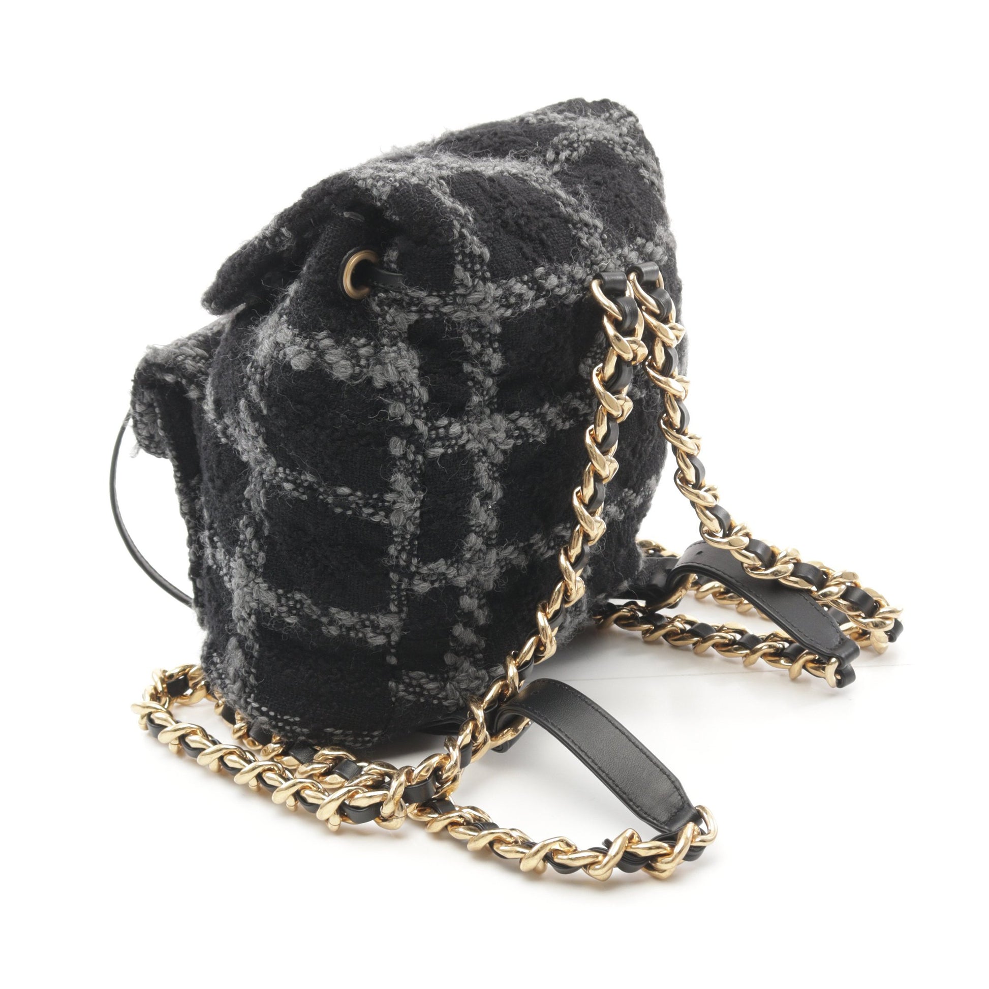 ココマーク バックパック リュックサック ツイード ブラック グレー ゴールド金具 シャネル バッグ CHANEL