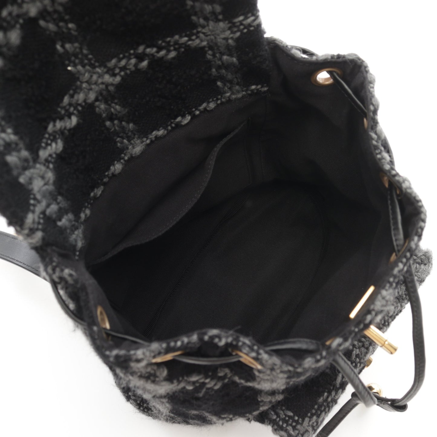 ココマーク バックパック リュックサック ツイード ブラック グレー ゴールド金具 シャネル バッグ CHANEL