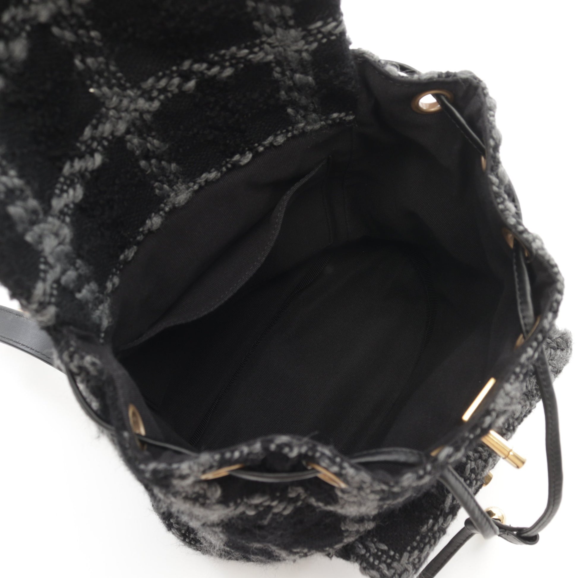 ココマーク バックパック リュックサック ツイード ブラック グレー ゴールド金具 シャネル バッグ CHANEL