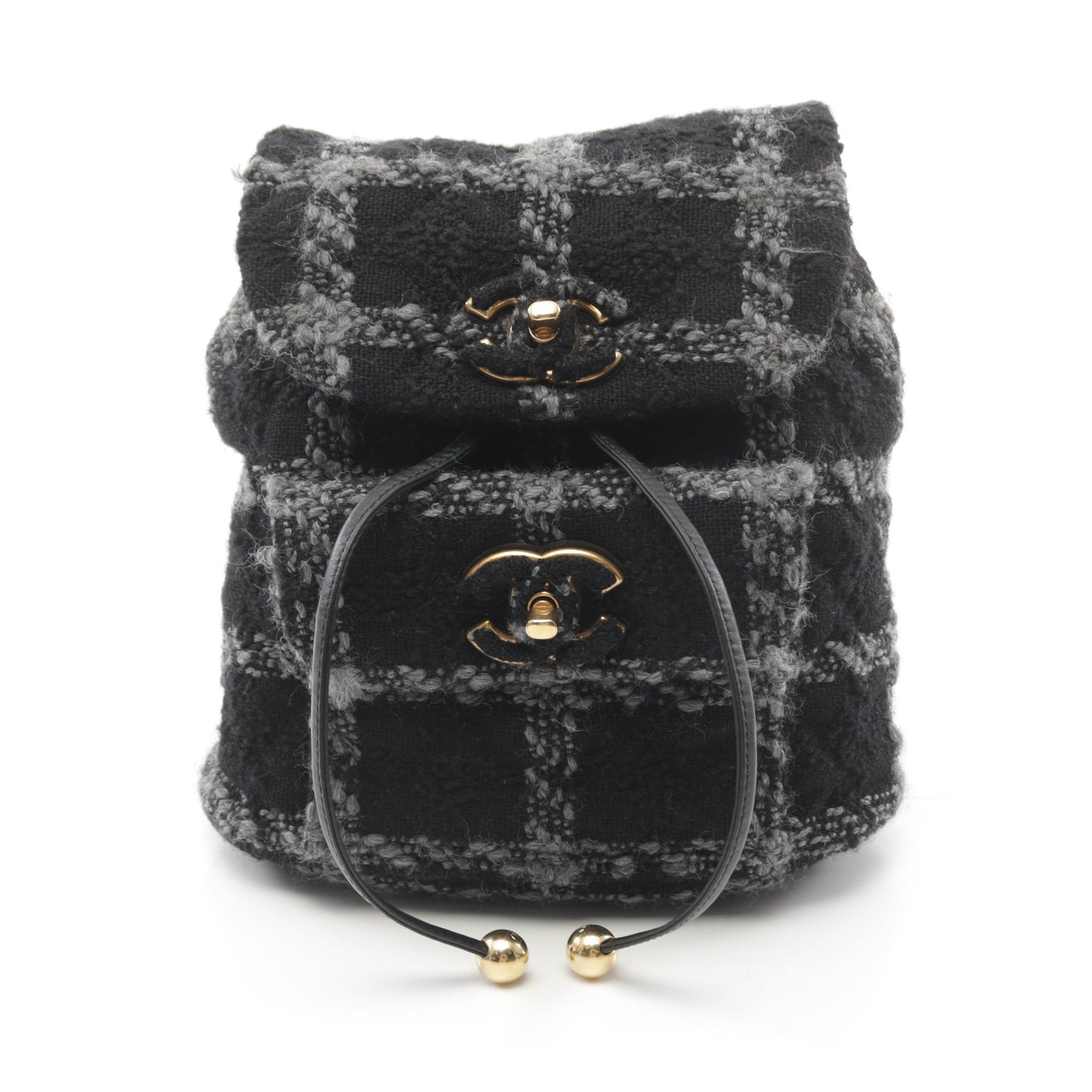 ココマーク バックパック リュックサック ツイード ブラック グレー ゴールド金具 シャネル バッグ CHANEL