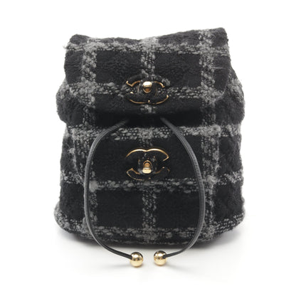 ココマーク バックパック リュックサック ツイード ブラック グレー ゴールド金具 シャネル バッグ CHANEL