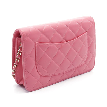 マトラッセ ダブルピース チェーンウォレット ラムスキン ピンク ゴールド金具 シャネル バッグ CHANEL
