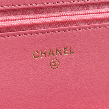 マトラッセ ダブルピース チェーンウォレット ラムスキン ピンク ゴールド金具 シャネル バッグ CHANEL