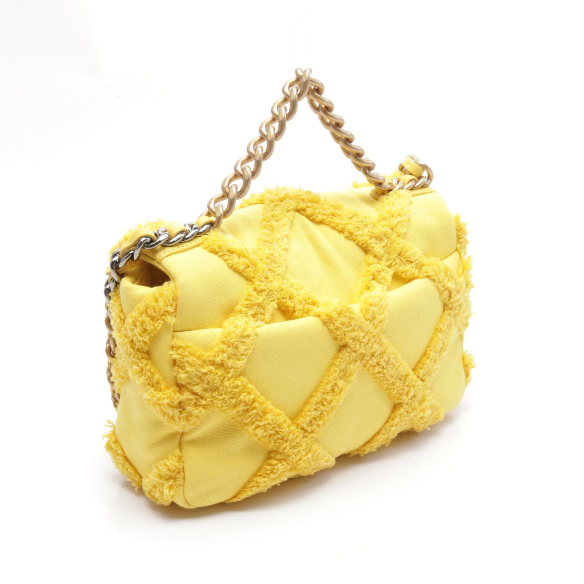 19 ディズヌフ マトラッセ チェーンショルダーバッグ キャンバス イエロー コンビ金具 シャネル バッグ CHANEL