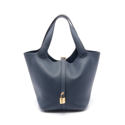 ピコタンロックMM ブルードプリュス ハンドバッグ トリヨンクレマンス ネイビー ゴールド金具 B刻印 エルメス バッグ HERMES