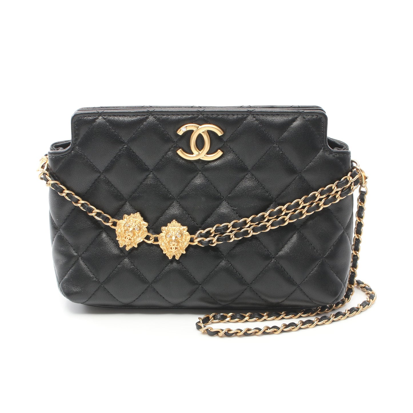 マトラッセ チェーンショルダーバッグ ラムスキン ブラック ゴールド金具 シャネル バッグ CHANEL