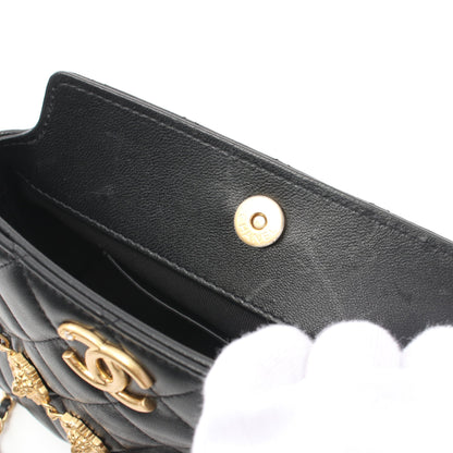 マトラッセ チェーンショルダーバッグ ラムスキン ブラック ゴールド金具 シャネル バッグ CHANEL
