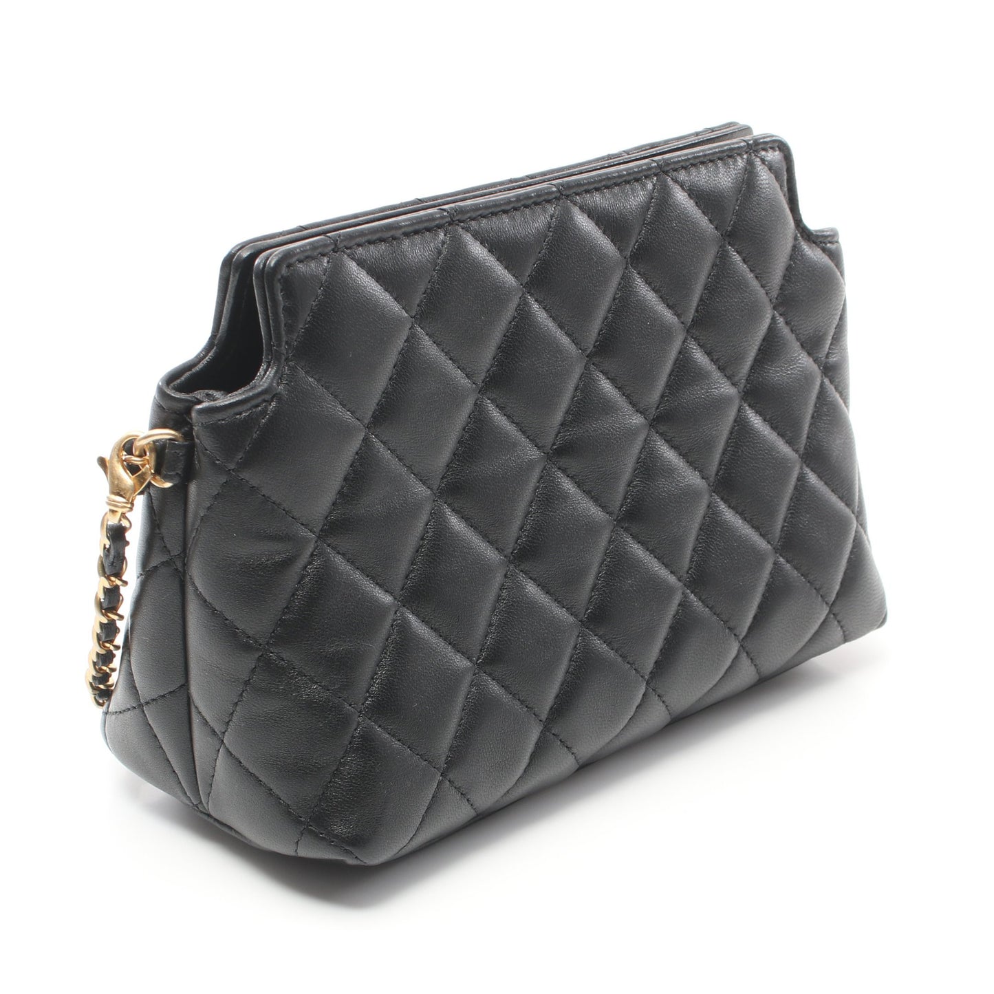 マトラッセ チェーンショルダーバッグ ラムスキン ブラック ゴールド金具 シャネル バッグ CHANEL