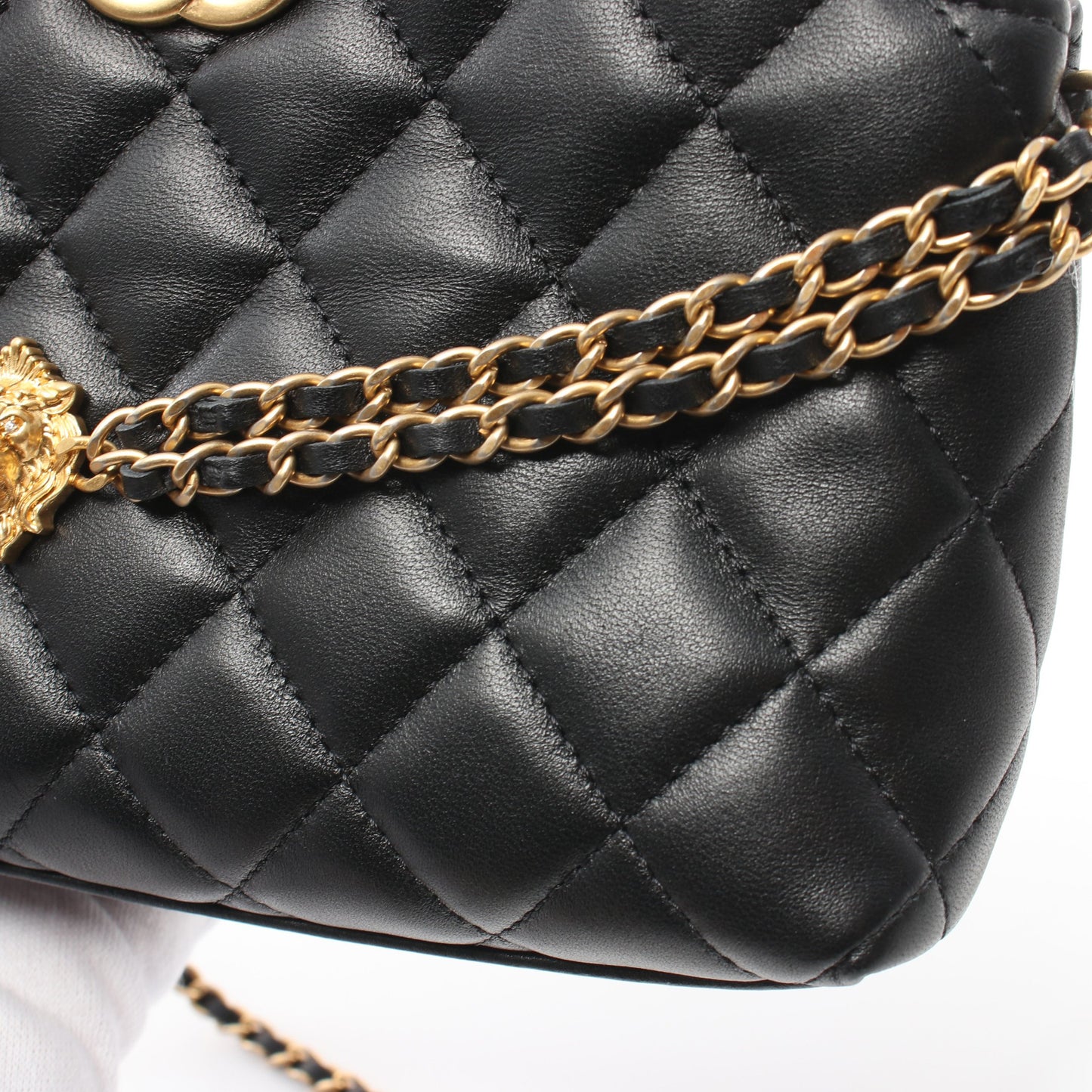 マトラッセ チェーンショルダーバッグ ラムスキン ブラック ゴールド金具 シャネル バッグ CHANEL