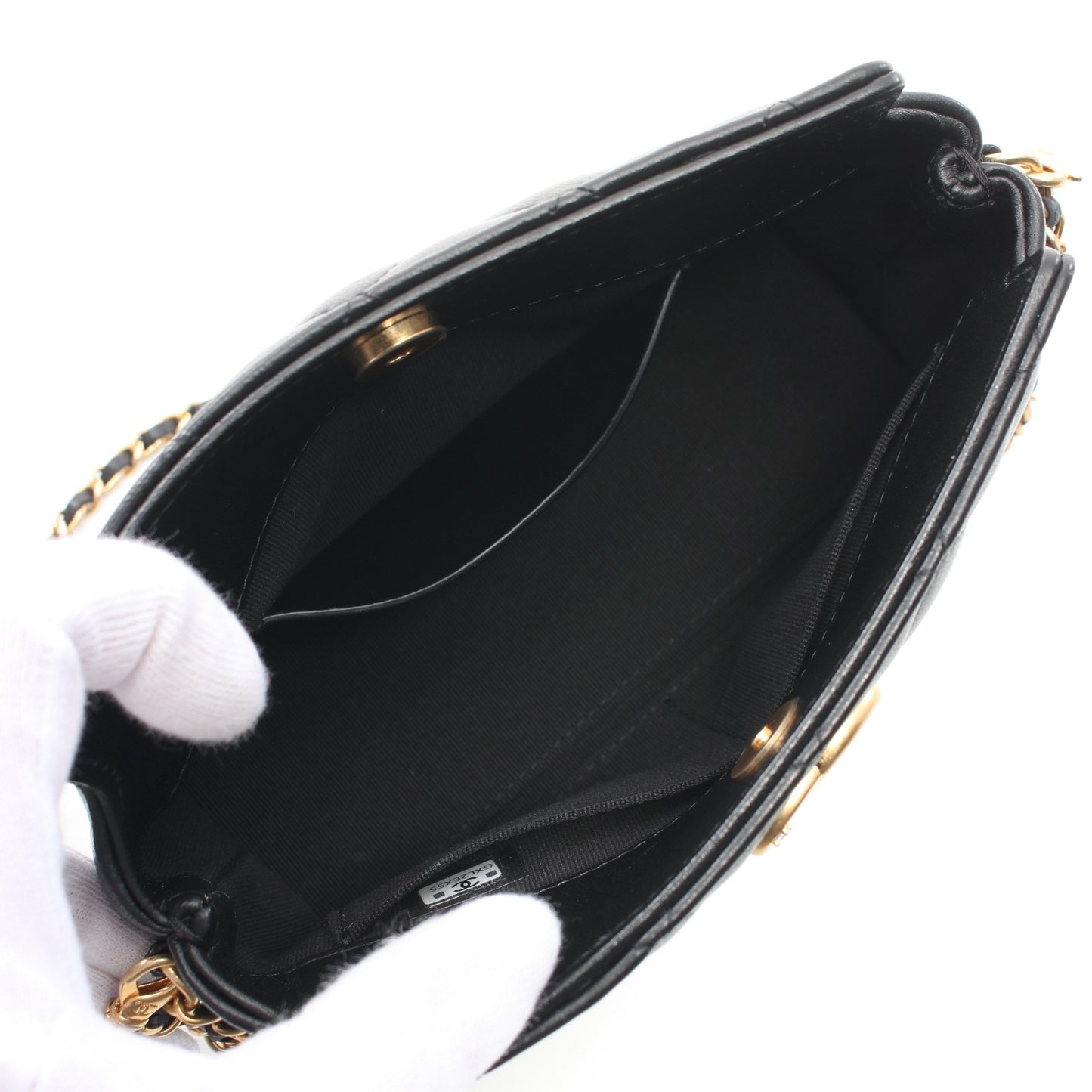 マトラッセ チェーンショルダーバッグ ラムスキン ブラック ゴールド金具 シャネル バッグ CHANEL