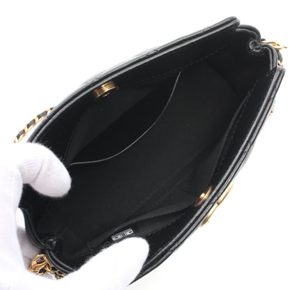 マトラッセ チェーンショルダーバッグ ラムスキン ブラック ゴールド金具 シャネル バッグ CHANEL