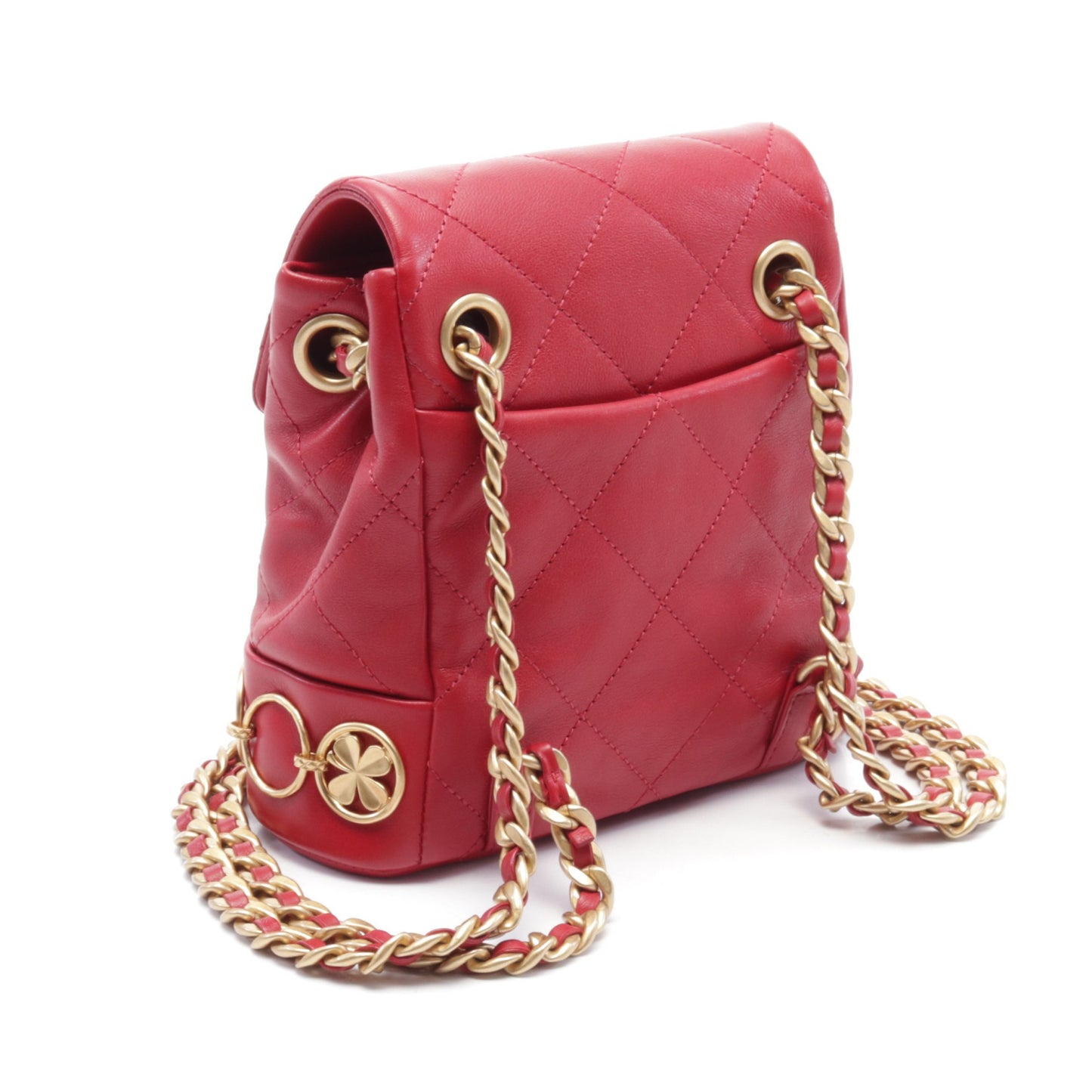 マトラッセ スモール チェーン バックパック リュックサック ラムスキン レッド ゴールド金具 シャネル バッグ CHANEL