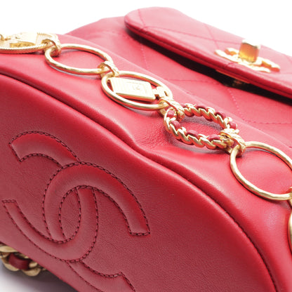 マトラッセ スモール チェーン バックパック リュックサック ラムスキン レッド ゴールド金具 シャネル バッグ CHANEL