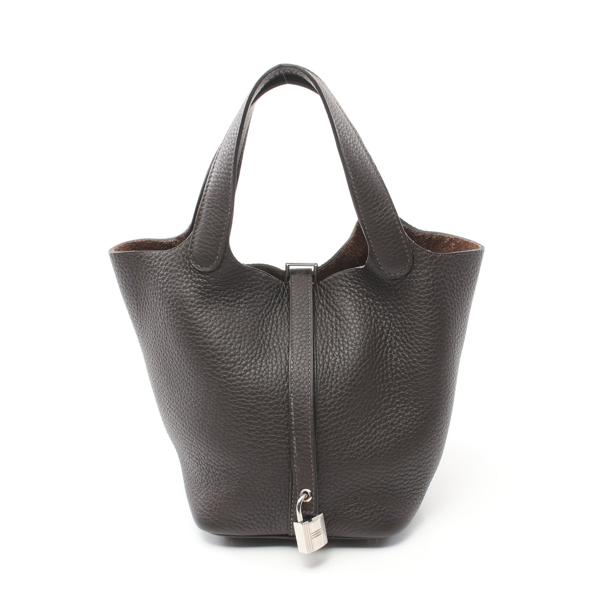 ピコタンロックPM ハンドバッグ トリヨンクレマンス ダークブラウン シルバー金具 Z刻印 エルメス バッグ HERMES