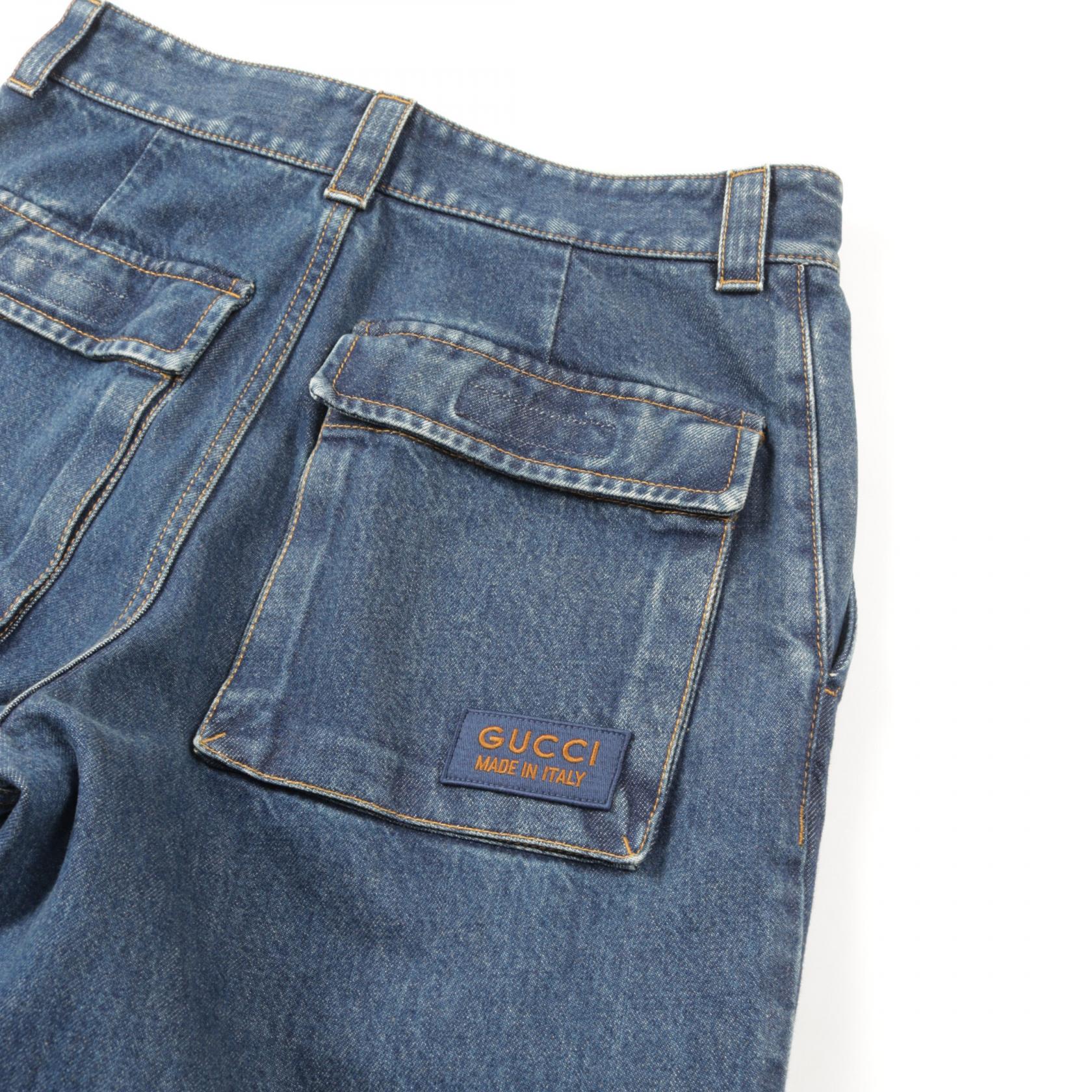 グッチ　デニム　GG ボトムス　インディゴブルー　レザータグ　イタリア製 GUCCI - 美品 グッチ GUCCI パンツ デニムパンツ ジーンズ