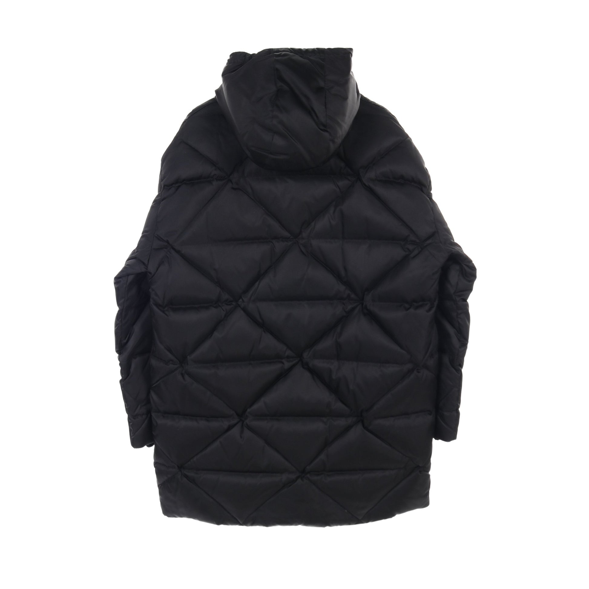 RE-NYLON キルティング ダウンコート ナイロン ブラック フード付き 