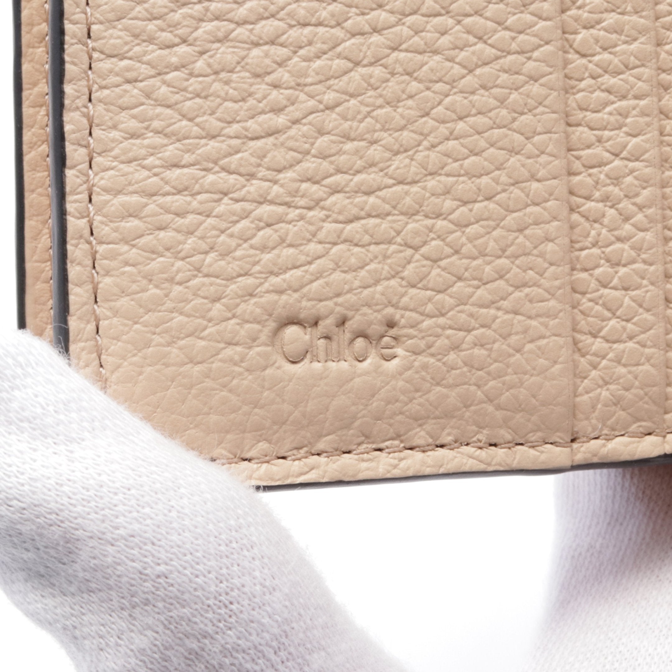 ALPHABET アルファベット 二つ折り財布 レザー ピンクベージュ クロエ