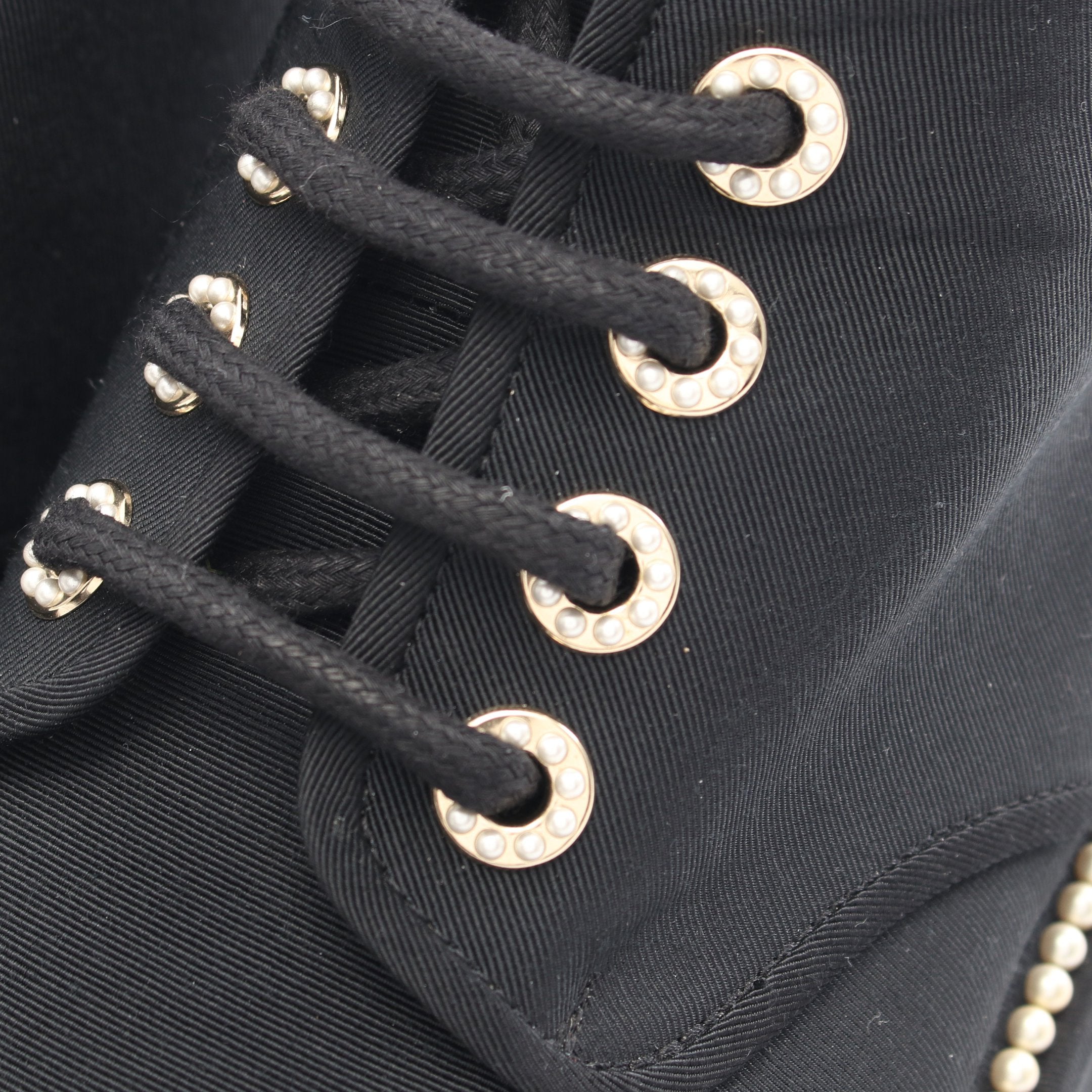 ココマーク レースアップ ショート ブーツ ファブリック ブラック