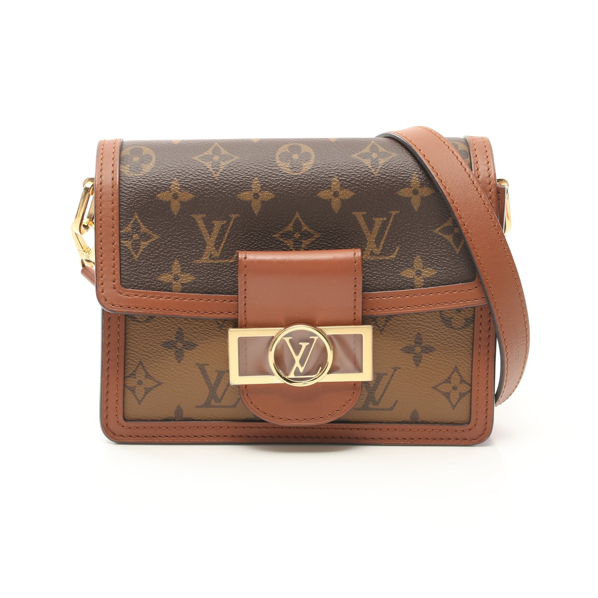 ドーフィーヌ MINI モノグラムリバース ショルダーバッグ PVC レザー ブラウン ベージュ ルイヴィトン バッグ LOUIS VUITTON