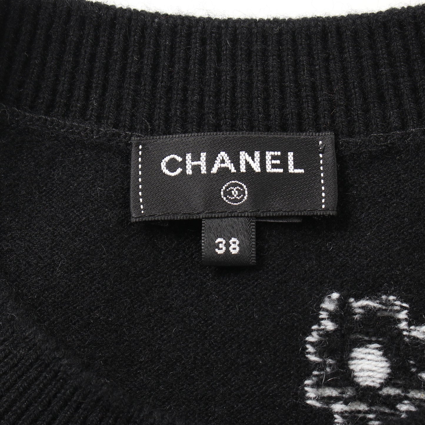 ココマーク デイジー セーター ニット クルーネック カシミヤ ブラック ホワイト 22P シャネル トップス CHANEL