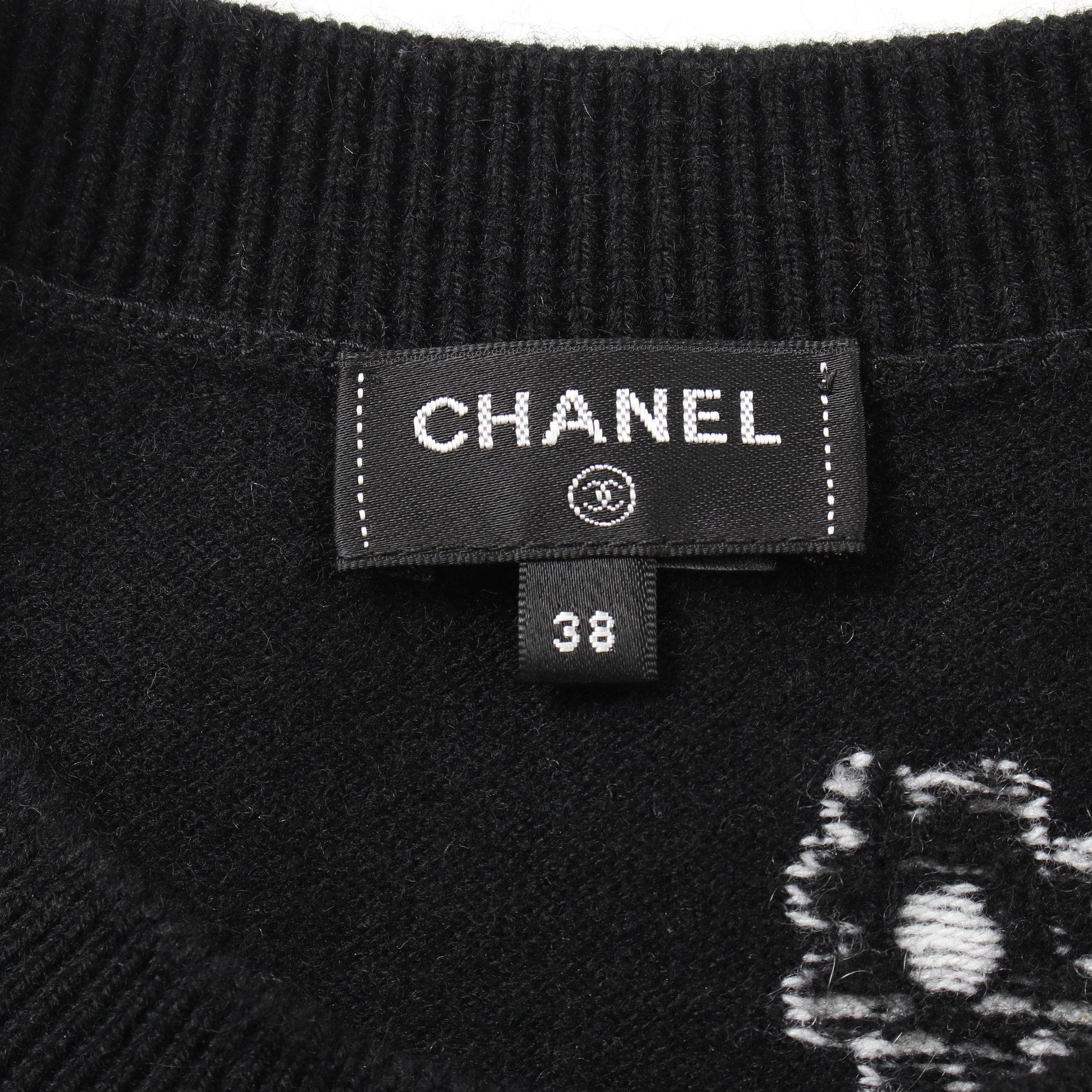ココマーク デイジー セーター ニット クルーネック カシミヤ ブラック ホワイト 22P シャネル トップス CHANEL
