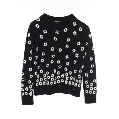 ココマーク デイジー セーター ニット クルーネック カシミヤ ブラック ホワイト 22P シャネル トップス CHANEL