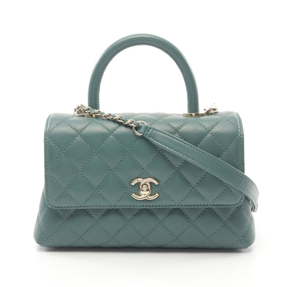 ココハンドル フラップ マトラッセ ハンドバッグ キャビアスキン グリーン ゴールド金具 2WAY シャネル バッグ CHANEL