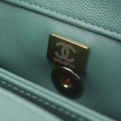 ココハンドル フラップ マトラッセ ハンドバッグ キャビアスキン グリーン ゴールド金具 2WAY シャネル バッグ CHANEL