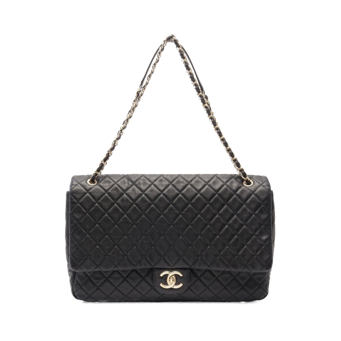 ジャンボマトラッセ チェーンショルダーバッグ レザー ブラック ゴールド金具 シャネル バッグ CHANEL