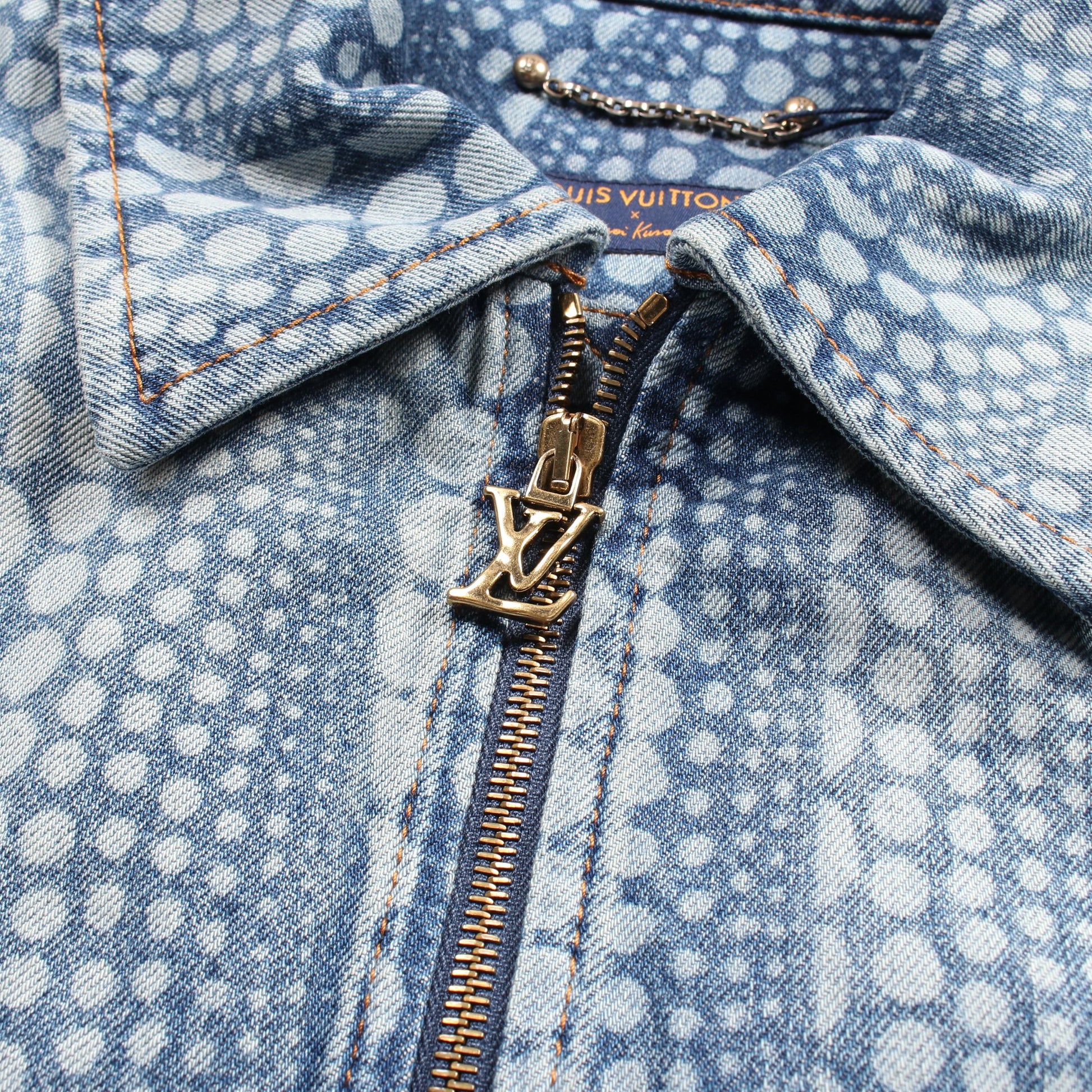 LV × YK オールオーバーパンプキンドット ジップアップ デニムジャケット コットン ブルー 草間彌生 23AW ルイヴィトン アウター LOUIS VUITTON