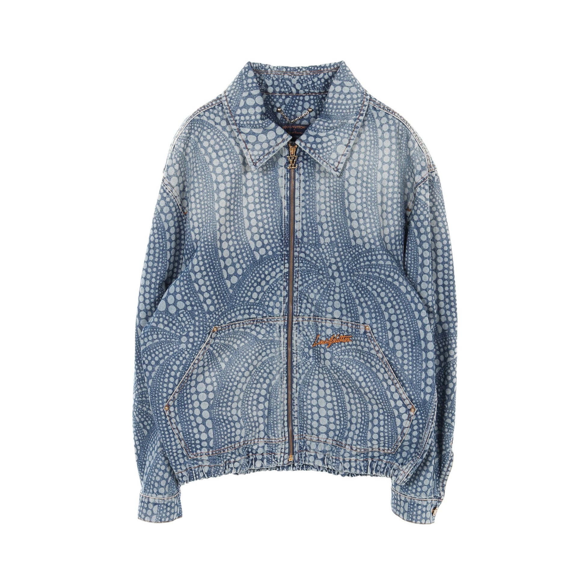LV × YK オールオーバーパンプキンドット ジップアップ デニムジャケット コットン ブルー 草間彌生 23AW ルイヴィトン アウター LOUIS VUITTON