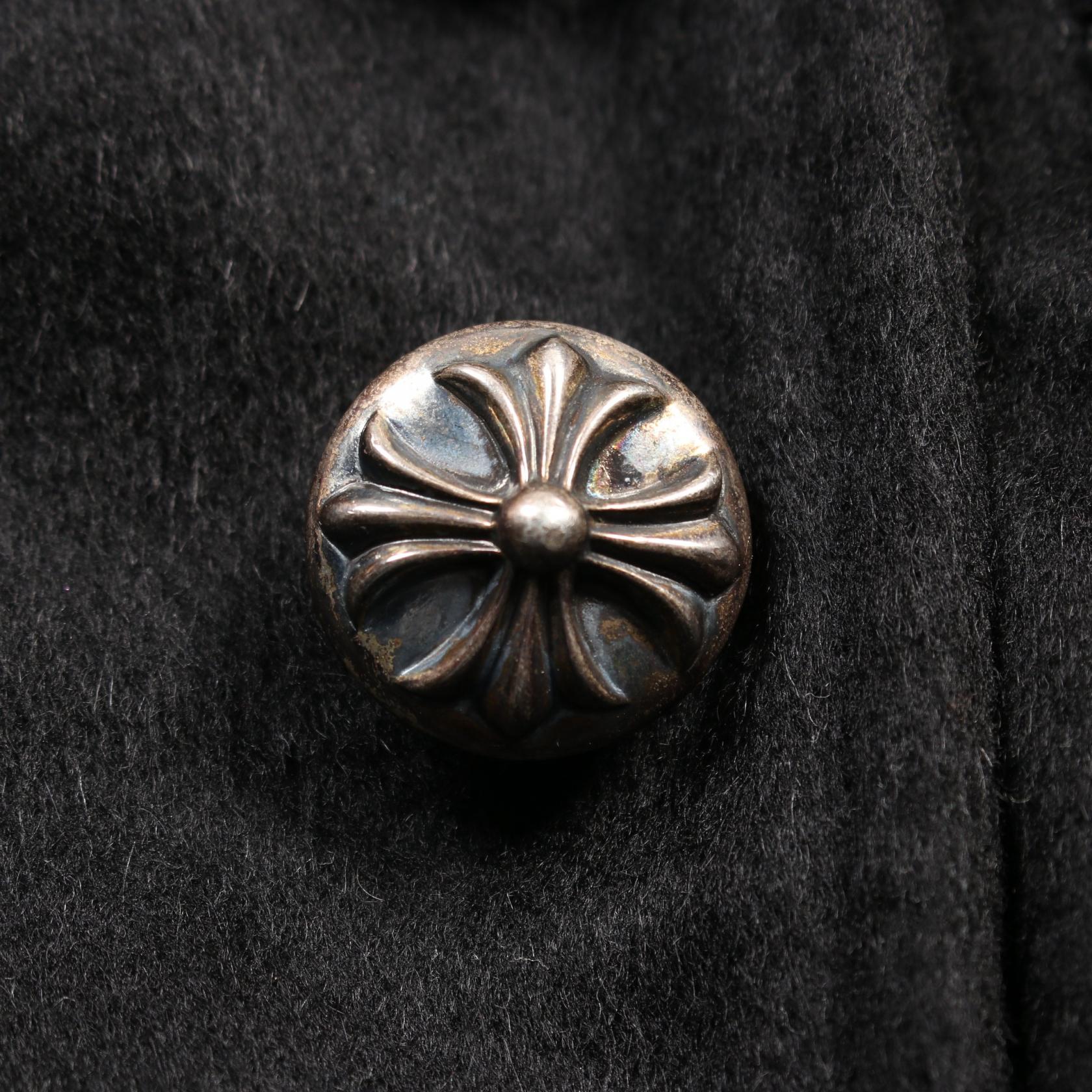 クロスボールボタン コート カシミヤ カウレザー ブラック クロムハーツ アウター Chrome Hearts