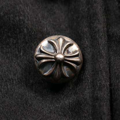 クロスボールボタン コート カシミヤ カウレザー ブラック クロムハーツ アウター Chrome Hearts