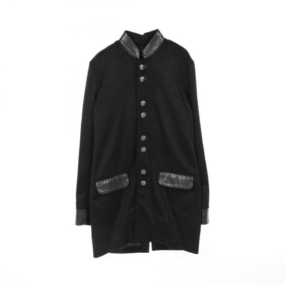 クロスボールボタン コート カシミヤ カウレザー ブラック クロムハーツ アウター Chrome Hearts