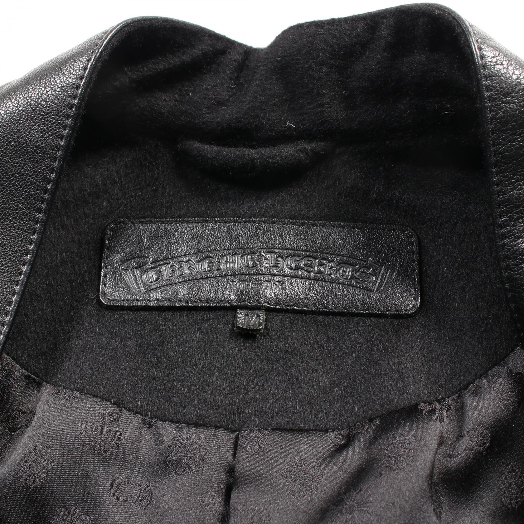 クロスボールボタン コート カシミヤ カウレザー ブラック クロムハーツ アウター Chrome Hearts