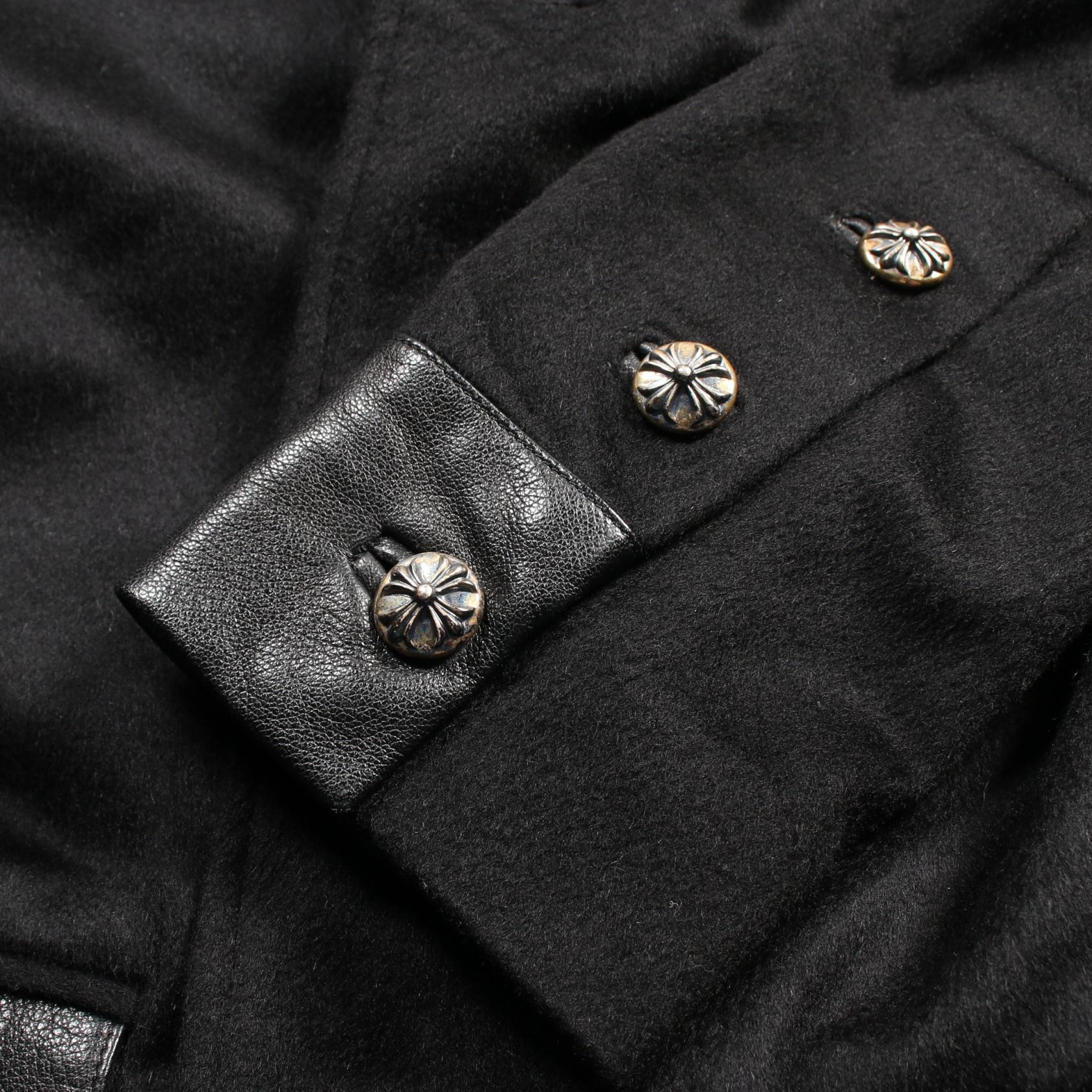 クロスボールボタン コート カシミヤ カウレザー ブラック クロムハーツ アウター Chrome Hearts
