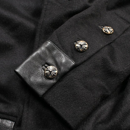 クロスボールボタン コート カシミヤ カウレザー ブラック クロムハーツ アウター Chrome Hearts