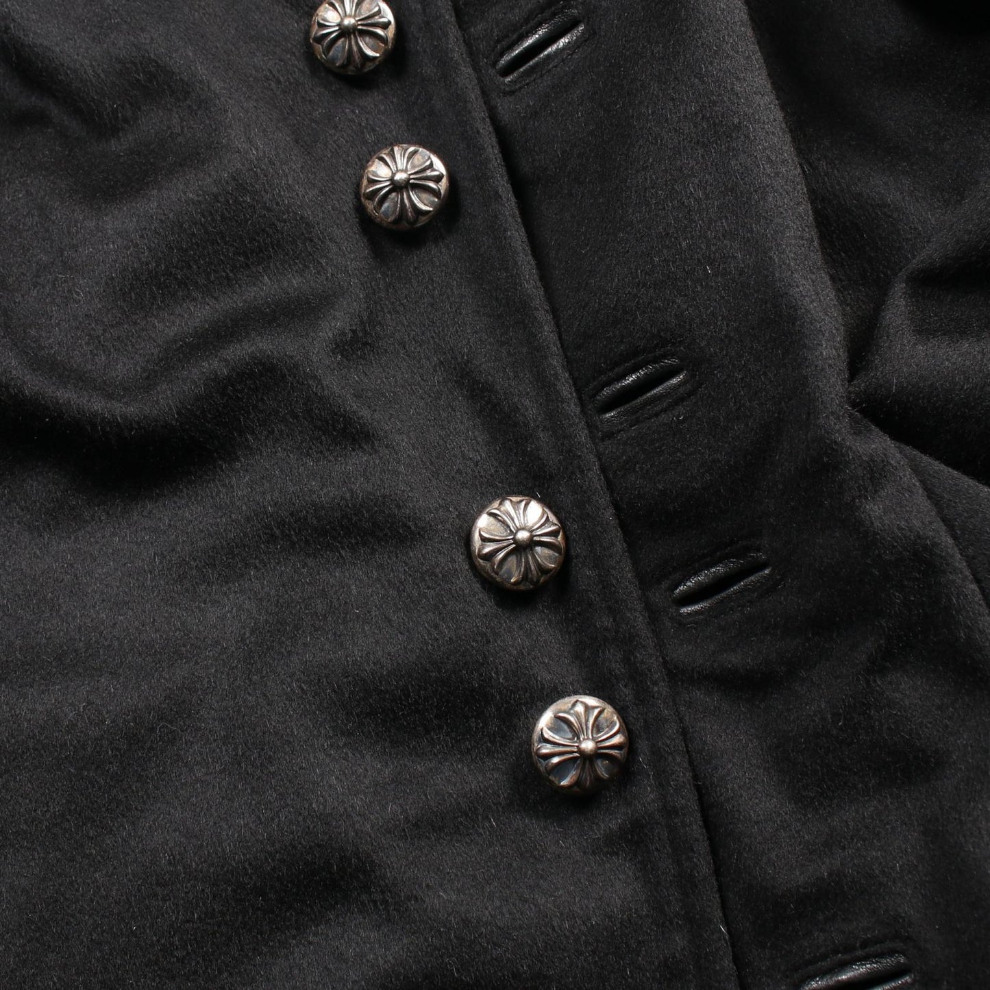 クロスボールボタン コート カシミヤ カウレザー ブラック クロムハーツ アウター Chrome Hearts