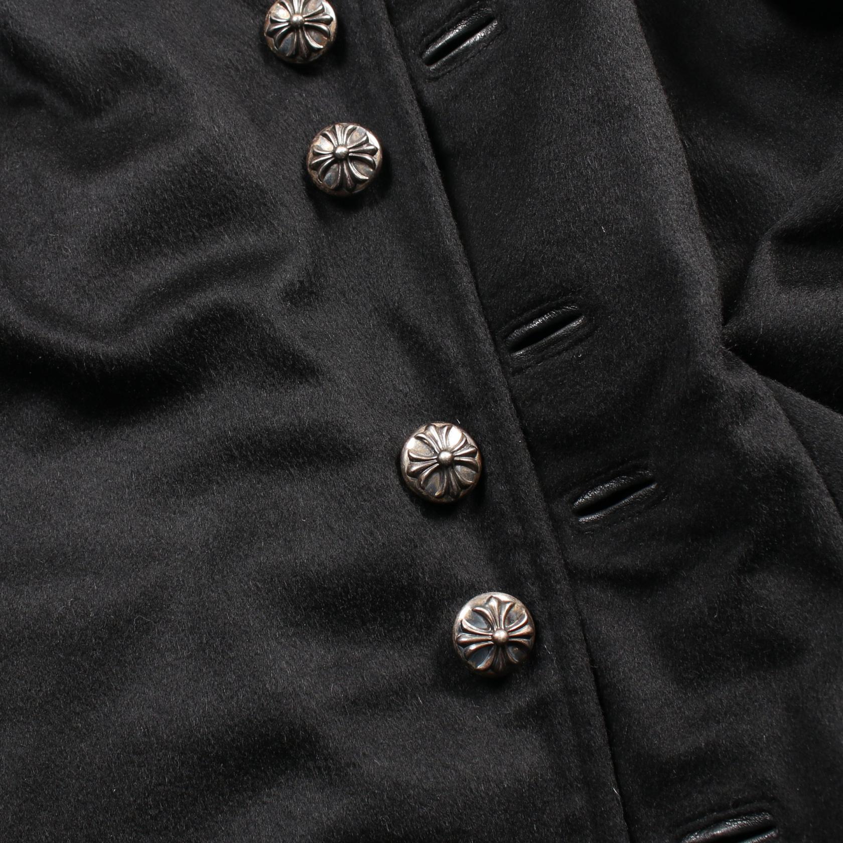 クロスボールボタン コート カシミヤ カウレザー ブラック クロムハーツ アウター Chrome Hearts