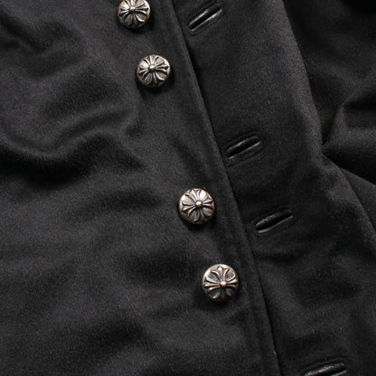クロスボールボタン コート カシミヤ カウレザー ブラック クロムハーツ アウター Chrome Hearts