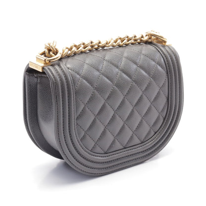 ボーイシャネル スモール チェーンショルダーバッグ キャビアスキン グレー ゴールド金具 シャネル バッグ CHANEL