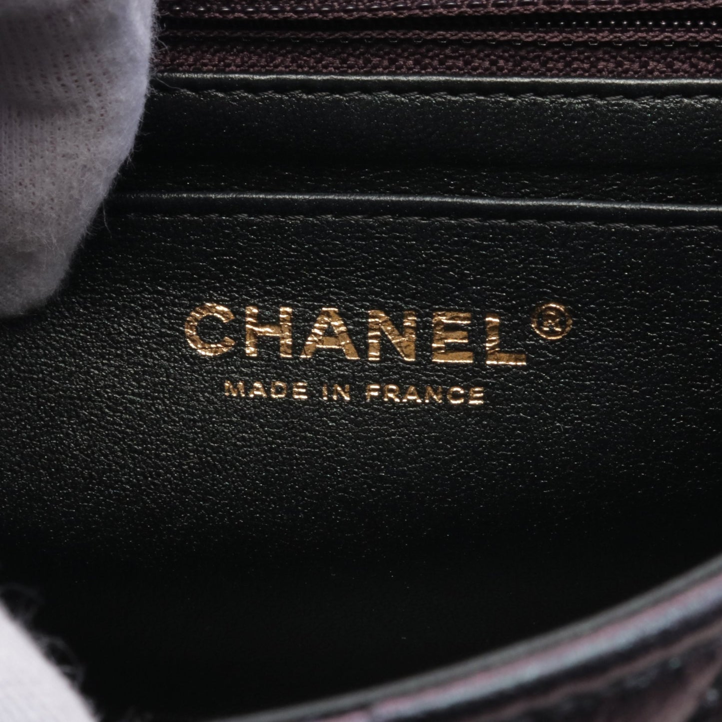 ミニマトラッセ チェーンショルダーバッグ メタリックラムスキン ダークパープル ゴールド金具 シャネル バッグ CHANEL