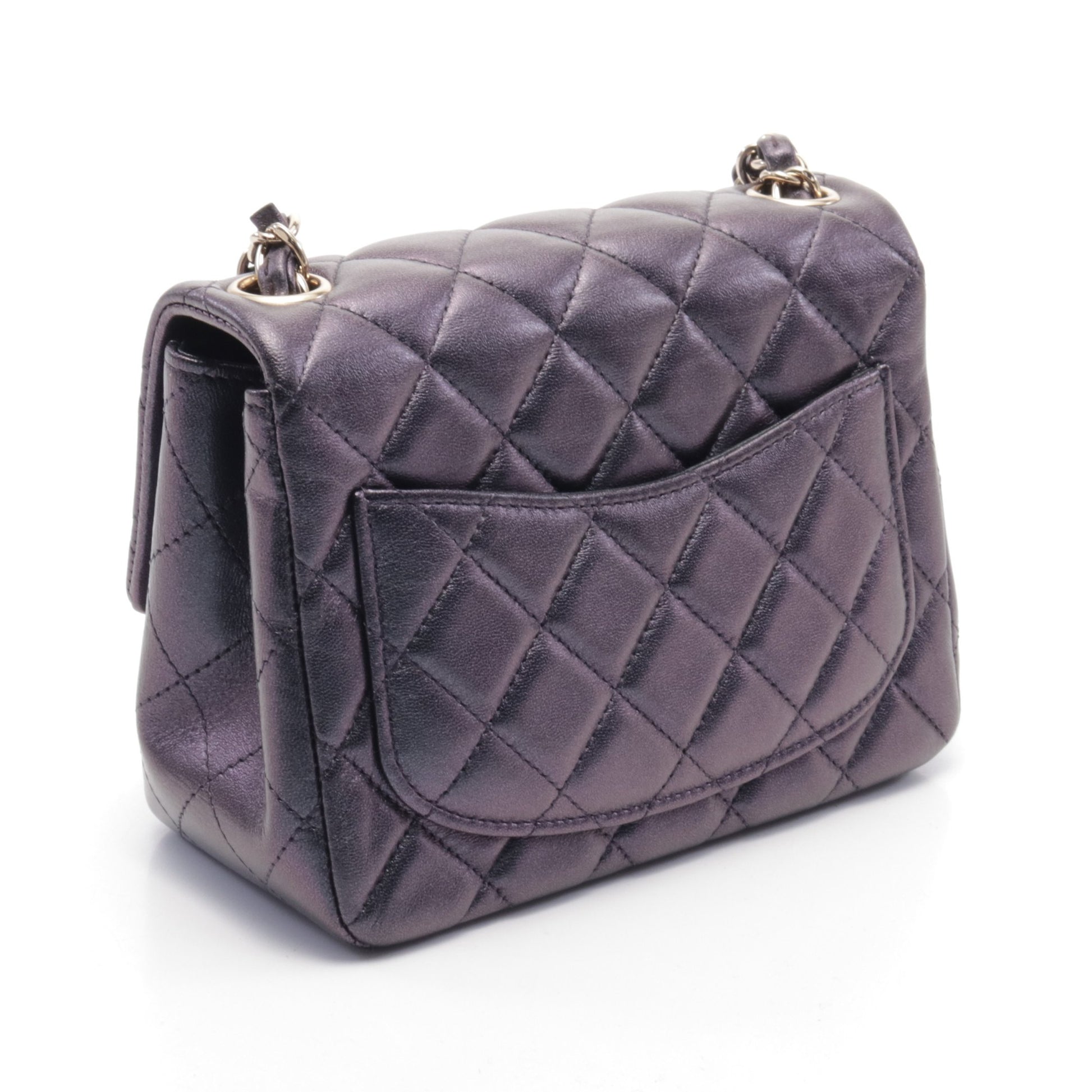ミニマトラッセ チェーンショルダーバッグ メタリックラムスキン ダークパープル ゴールド金具 シャネル バッグ CHANEL